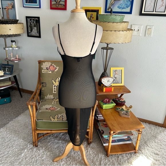 SOLD Retro Dress Sheer Slip Wiggle Black S M 1950s 50s Style Pinup Rockabilly - Picture 7 of 7